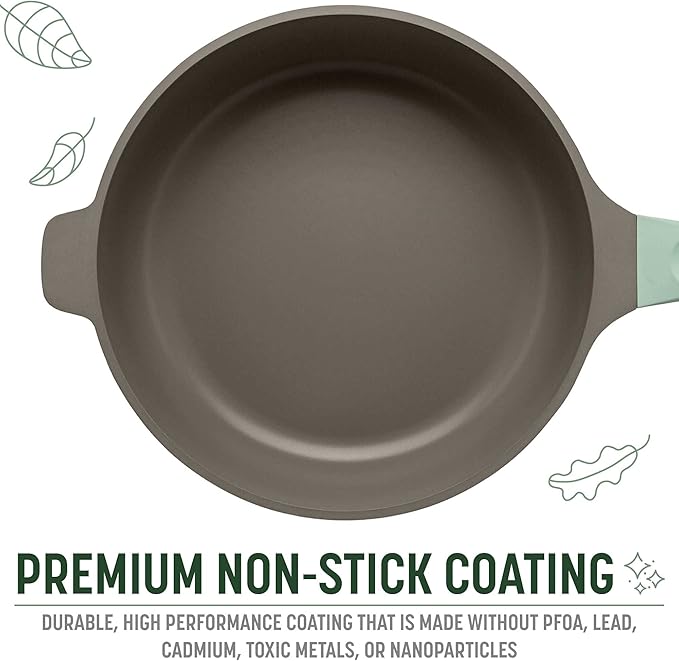 Goodful All-in-One Pan, Multilayer Nonstick, High-Performance Cast Construction, Multipurpose Design Replaces Multiple Pots and Pans, Dishwasher Safe Cookware, 11-Inch, 4.4-Quart Capacity, Sage Green