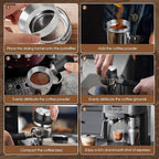 Reoszeank 58mm Espresso Accessories Kit, Coffee Distributor and Tamper Leveler, WDT Tool and Dosing Funnel Set Fits 58 mm Espresso Machines and Portafilters
