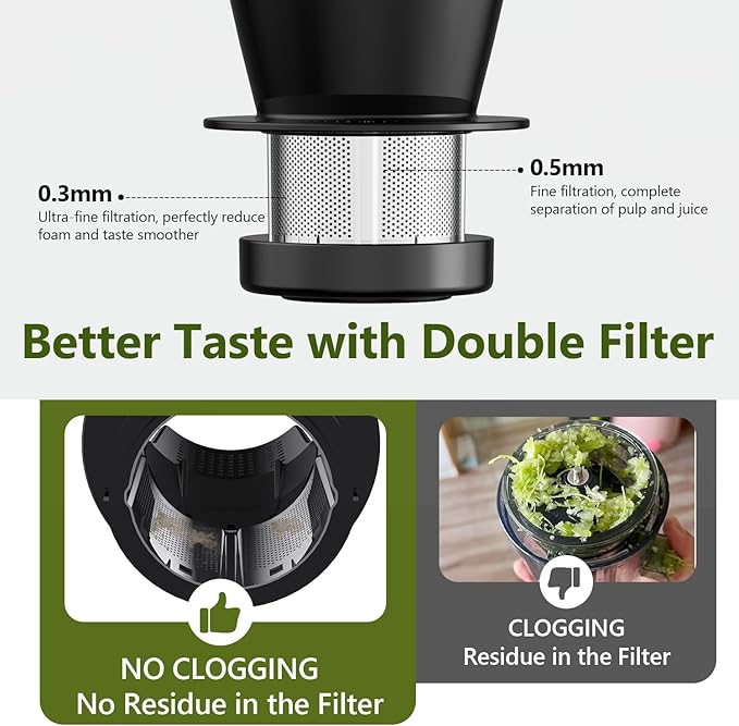 Cold Press Slow Juicers for Carrot Celery Ginger Beet, Electric Coffee Grinder, 250W Masticating Juicer Machine Vegetables Fruit Juice Extractor Easy To Clean Quiet Juicer BPA-Free Reverse Function