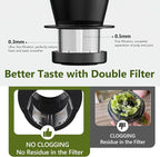 Cold Press Slow Juicers for Carrot Celery Ginger Beet, Electric Coffee Grinder, 250W Masticating Juicer Machine Vegetables Fruit Juice Extractor Easy To Clean Quiet Juicer BPA-Free Reverse Function