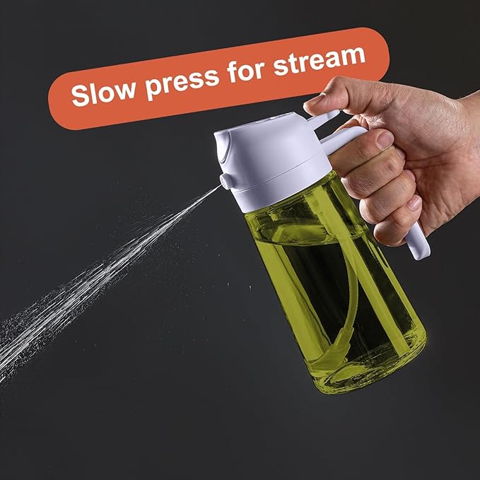 CXINYI - 16oz/470ml Olive Oil Dispenser for Kitchen with Stickers - 2 in 1 Olive Oil Sprayer for Cooking, Air Fryer, and Salad, Purple (Light-Proof Kitchen Gadget)