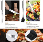 11Pcs Stainless Steel BBQ Grilling Accessories Set, Dad Gifts for Fathers Day Grilling Gifts,Portable Practical Grill Tools Utensils Kit with Storage Bag for Outdoor Grill Camping Backyard
