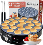 24PCS Mini Pancake Maker Machine, Nonstick Electric Dutch Pancakes Griddle, Adjustable Heat Multi-Use Poffertjes Pan, Simple & Easy Baker for Home and Restaurants, Perfect for Breakfast & Desserts