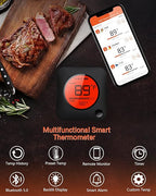 BFOUR Bluetooth Meat Thermometer Wireless Meat Thermometer, Wireless Digital Grill Thermometer with 6 Temperature Probes, Large LCD Display, Bluetooth Thermometer for Grill, Smoker, Oven and BBQ
