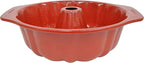 casaWare Fluted Cake Pan 9.5-inch (10-Cup) Ceramic Coated NonStick (Red Granite)