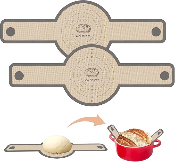 Koolstuffs Silicone Bread Sling for Dutch Oven, 2 PCS Non-Stick & Easy Clean Reusable Sourdough Mat, Sourdough Bread Baking Supplies, Tools ＆ Accessories