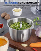 LINKChef Food Processor Small, 6 Cup Food Chopper with Container, 1.5L 250W Electric Meat Grinder for Home Use, Stainless Steel Mini Food Processor for Kitchen, Vegetable, Onion, Garlic, Salad