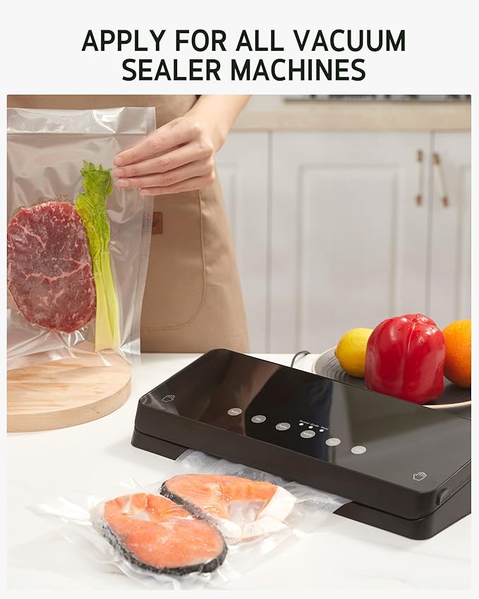 Syntus Vacuum Sealer Bags for Food, 100 Count Pint 6" x 10" Commercial Grade PreCut Bag, BPA Free Food Vac Bags for Storage, Meal Prep or Sous Vide