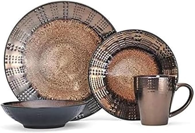 Mikasa Gourmet Basics Verona 16-Piece Stoneware Dinnerware Set, Service for 4, Includes Dinner Plates, Salad Plates, Soup Bowls and Mugs, Dishwasher and Microwave Safe