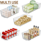 Clear Fridge Organizer, Refrigerator Organizer Bins with Handle, Freezer, Kitchen Cabinet, Pantry Organization, BPA Free Fridge Organizers (12.4 inch 8 Pack)