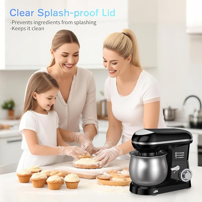 Electric Stand Mixer with 5.3 Quart，Cake Mixer with Stainless Steel Bowl and Stand, Kitchen Mixer Tilt-Head Design – Includes Dough Hook, Whisk & Beater-Great for Baking Bread, Cakes, Cookies