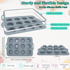 To encounter 2Pack Silicone Muffin Pan with Metal Frame, 12 Cup Regular Size Cupcake Pan, Non-Stick Baking Tray, Food Grade Baking Molds for Oven, Dishwasher Safe