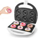 DSP Mini Donut Maker - Non-Stick, Cool Touch Electric Doughnut Machine for Mini Donuts - Perfect for Breakfast, Snacks & Desserts (White, 6 Donuts)