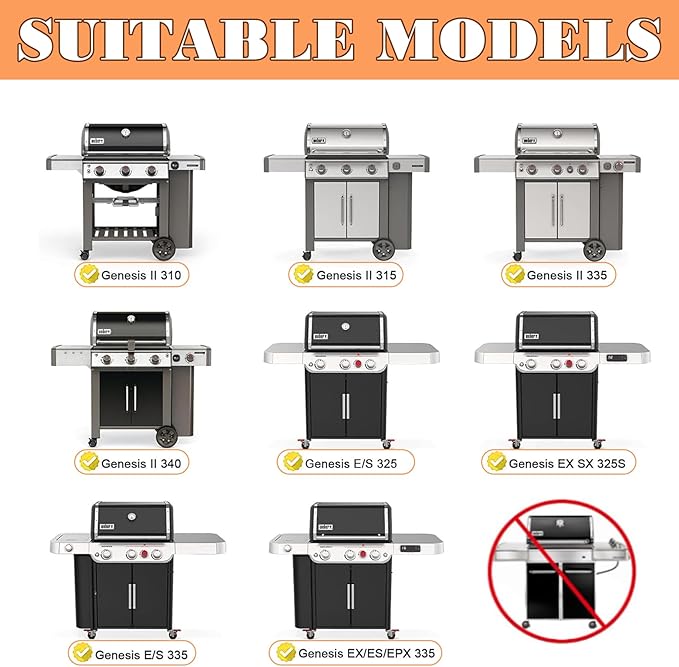 6788 Full Size Griddle Insert Replacement Part for Weber Genesis II E320 E310 EP310 EP330 E325 Gas Grill, Flat Top Grill Griddle with Handles for Genesis II 300 Series GS4, Replace for 66095 66802