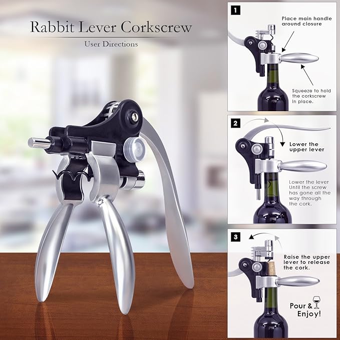 Wine Opener Set,Wine Bottle Opener Including Foil Cutter, Bottle Stopper Pourer and Extra Spiral,Wine Corkscrew Set,Gift box Opener Kit.