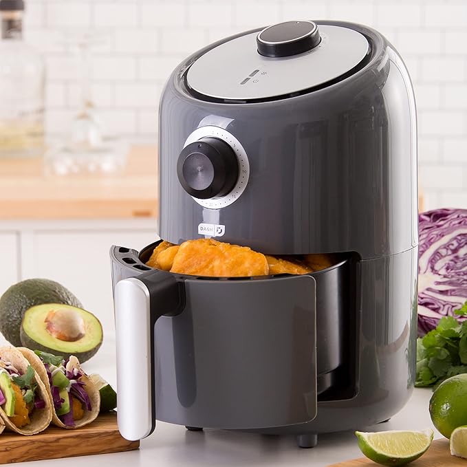 Dash Compact Air Fryer - Healthy Cooking with Auto Shut-Off Feature, Adjustable Temperature Control & Nonstick Fry Basket - Has AirCrisp® Technology - 2 Quart - Cool Grey