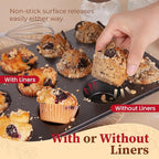 CARTMAN 1 Muffin Pan with 200 Cupcake Liners, Nonstick 12-Cup Muffin Tin, Carbon Steel Cupcake Pan for Baking Muffins, Egg Bites, Brownies & More