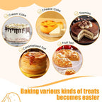 8" Round Cake Pan, 3PCS Nonstick Cake Pans with 100 PCS Parchment Paper, Carbon Steel Cake Baking Pans with Handle, Dishwasher Safe