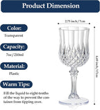 XUWAIDSGN 7oz Plastic Vintage Wine Glasses Drinking Glasses Unbreakable Wedding Glassware Crystal Water Goblets Reusable Drinkware Vintage Champagne Flutes (100, Clear)