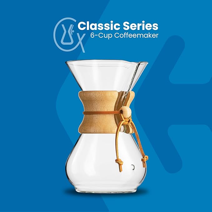 Chemex Pour-Over Glass Coffeemaker - Classic Series - 6-Cup - Exclusive Packaging