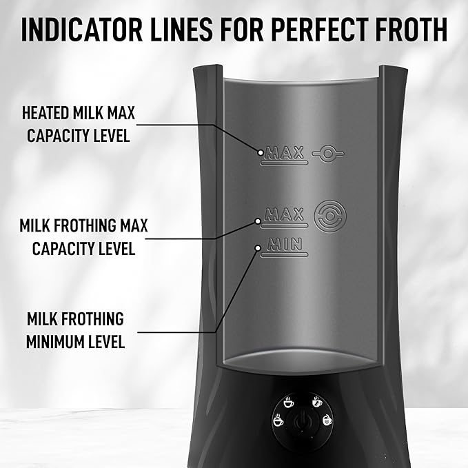 Zulay 4-in-1 Milk Frother and Steamer - Automatic Hot and Cold Foam Maker with Auto Shut Off & Temperature Control for Coffee, Latte, Cappuccino, Hot Chocolate - Black