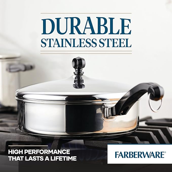 Farberware Classic Stainless Steel Fry Lid, Saute Pan (2.75 Quart), Silver