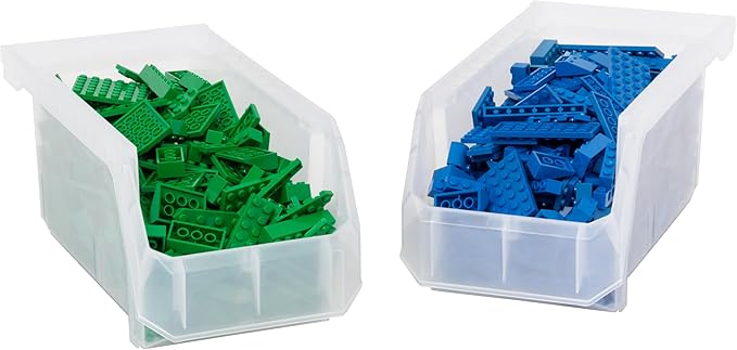 Plastic Containers for Organizing and Storage Bins for Closet, Kitchen, Office, Garage or Pantry Organization, Stackable Bins, Medium (11" x 5" x 5.5"), 8-Pack, Clear