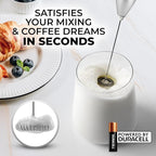 Zulay Kitchen Milk Frother Handheld Electric Whisk with AA Duracell Batteries – Durable Drink Mixer for Coffee, Lattes, Cappuccinos & More - Silver