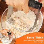 HULISEN Stainless Steel Biscuit Cutter Set, Flour Duster, Pastry Scraper and Dough Blender, Sturdy & Long-Lasting with Ergonomic Rubber Grip, Professional Baking Dough Tools, Gift Package (4 Pcs/Set)