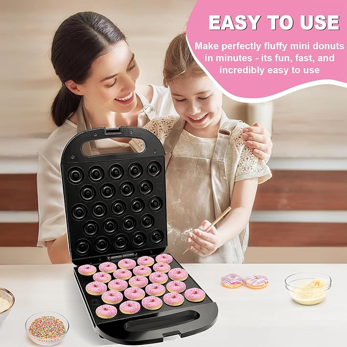 23 Mini Donut Maker Machine – Electric Donut Maker, Non-Stick, Fast Heating, Easy to Use for Home and Restaurants, Perfect for Breakfast, Snacks, Kids Parties, Gift Idea - Makes 23 Doughnuts at Once