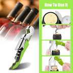 6 Pieces wine key wine opener Professional Waiter Corkscrews Stainless bottle opener Fold Serrated Foil Cutter Key for Family, Company Party,Bars,Restaurants(green)