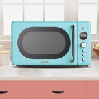 Total Chef Retro Microwave Oven | 20L / 0.7 Cu Ft | Quick Start & Defrost By Weight/Time | 8 Pre-set Cooking Modes For Coffee, Rice, Pasta, Potato, Reheat, Fish, Pizza, Popcorn | 700W | Blue