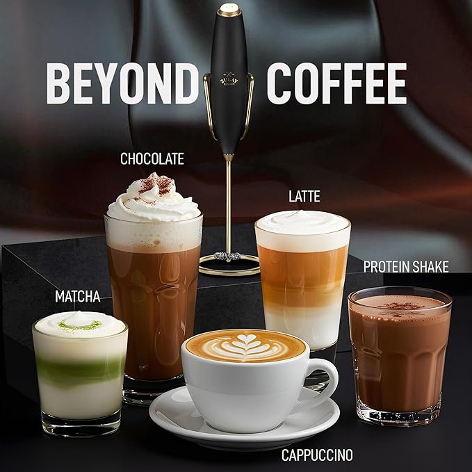 Zulay Kitchen Executive Series Luxury Gift Milk Frother with 4 Duracell Batteries – Handheld Electric Foam Maker for Coffee, Lattes & Hot Chocolate – Deluxe Finish, Ultimate Gift for Coffee Lovers