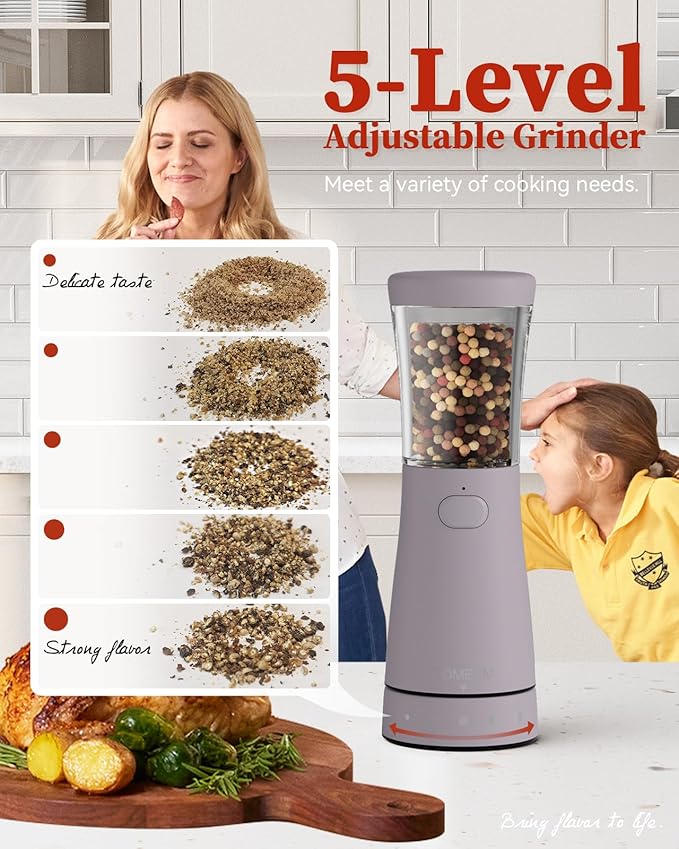 Electric Salt and Pepper Grinder Set with Storage Base, Stainless Steel Rechargeable Salt and Pepper Grinder Set with 4.5 oz Large Capacity, 1.8" Wide Mouth, Adjustable Coarseness, Ideal for Kitchen