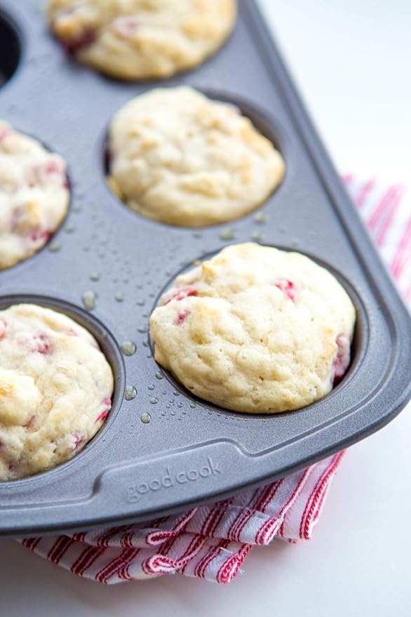 GoodCook Everyday Nonstick Steel Muffin Pan, 6 cup, Gray (Pack of 12)