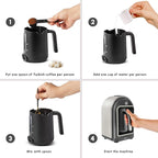 KARACA Hatır Turkish Coffee Maker, 5 Cups Electric Turkish Coffee Machine with Ember Mode, Automatic Temperature Control, Overflow Protection, Audible & Visual Alerts, Cream
