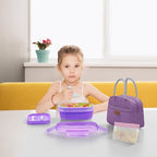 JBGOYON® Bento Lunch Box with Bag - All-in-One Stackable Lunch Containers with 3 Layers for Adults & Kids, 1900 ML Modern Bento-Style Design, Built-in Utensil Set, Lunch Bag (Purple)