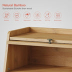 Goozii Large Bread Box for Kitchen Countertop, Double Layer Breadbox for Homemade Loaf Bread, Farmhouse Bread Storage Container Bin for Kitchen Counter Pantry Cupboard (Natural Bamboo)