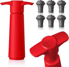 Vacu Vin Wine Saver Pump Red with Vacuum Wine Stopper - Keep Your Wine Fresh for up to 10 Days - 1 Pump 6 Stoppers - Reusable - Made in the Netherlands