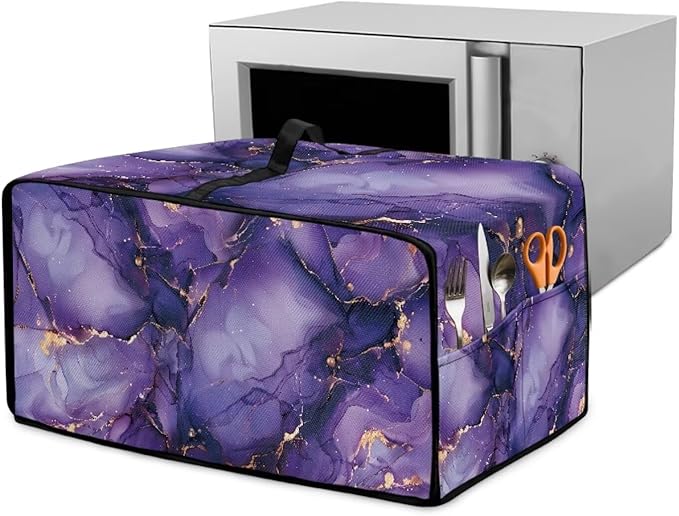 Marble Print Toaster Oven Cover for Kitchen Counter, Heavy Duty Heat-resistant Dust-proof Cover for Microwave Oven, Fit Most Small Appliance, Purple (Large-18.5 * 22.5 * 12.99 inches)
