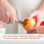 4 Pieces Multi Function Fruit Corer and Pitter Remover Set Stainless Steel Pear Corer Pitter 4 Sizes for Home Kitchen, Pear, Cherry, Jujube and Red Date