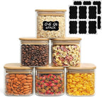 ComSaf 0.6 Qt Glass Food Storage Jars Set of 6, Clear Storage Containers with Airtight Lids, Pantry Organization Jar, Spice Jar, Blooming Tea, Coffee and Sugar Container, Canister Set for Kitchen