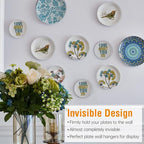 Bilillo 15 Pieces Plate Hangers for Wall - 10/12/14 Inch Invisible Plates Hanger, Stainless Steel Plate Holders with 15 Pieces Wall Hooks for 8 to 16 Inch Decorative Plates and Arts (Black)