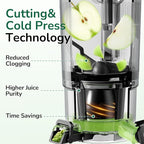 Canoly C16 Cold Press Juicer, 6" Extra Wide Feed Chute, 3-IN-1 Strainers (Juice & Sorbet & Nut Milk), Powerful AC Brushless Motor, Self Precut System, Juicer Machines with BPA-Free (Space Gray)
