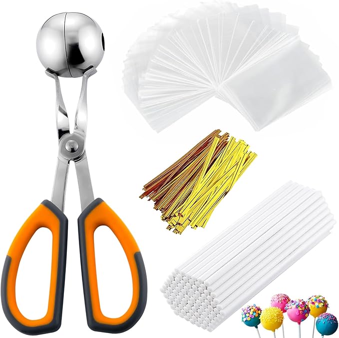 Cake Pop Maker Kit - Includes 100 Sticks, 100 Bags, Mold, Tools for Cakepops & Lollipops