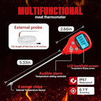 AWLKIM Rechargeable Digital Meat Thermometer with 3.3ft External Probe, Warning Alert, Instant Read Food Thermometer for Cooking Baking Water BBQ Oil Fry, Waterproof IP67, Hold Function, Oven Safe
