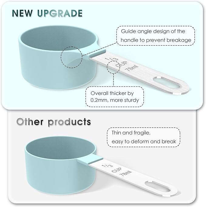 TILUCK Measuring Cups & Spoons Set, Stackable Cups and Spoons, Nesting Measure Cups with Stainless Steel Handle, Kitchen Gadgets for Cooking & Baking (Black)