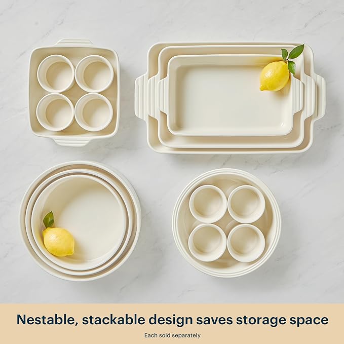 Pyrex (8-Piece, 6oz) Ceramic Ramekin Bakeware Set, Nonstick Souffle Oven Pans, Bakers, For Baking, Roasting, Steaming