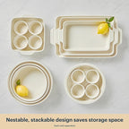 Pyrex (8-Piece, 6oz) Ceramic Ramekin Bakeware Set, Nonstick Souffle Oven Pans, Bakers, For Baking, Roasting, Steaming