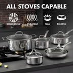Frying Pans Nonstick with Lid,Hybrid Non Stick 6.5 Quart Saute Braiser pan,PFOA Free Cookware,12.5 inch Stainless Steel skillet, Dishwasher and Oven Safe,Works on Induction,Ceramic and Gas Cooktops